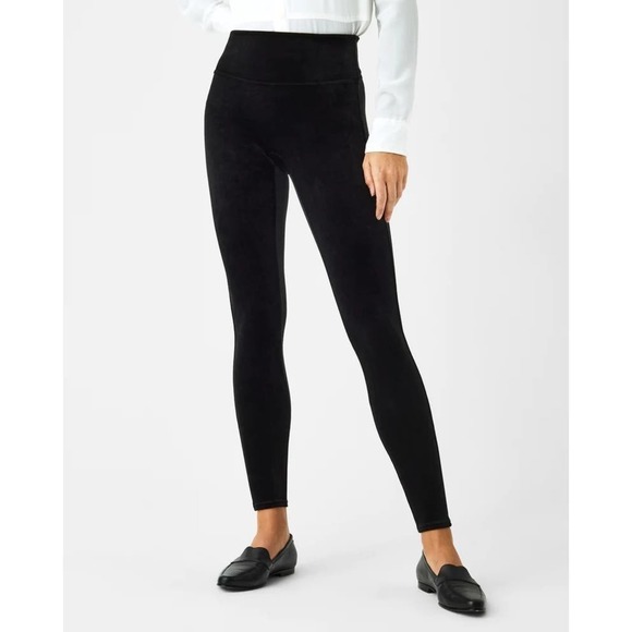 Spanx Velvet High Rise Slim Stretch Shaping Pull-On Ankle Leggings Black Small - Picture 1 of 15